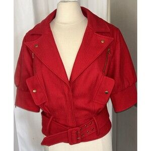 Arden B Red Blazer Jacket Women’s Medium 6-8 Cropped Structured Buckled